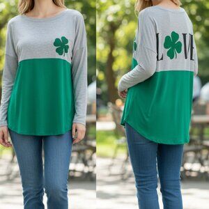 mmCmmCmm St. Patrick’s Day Shamrock Love Colorblock Top - Small